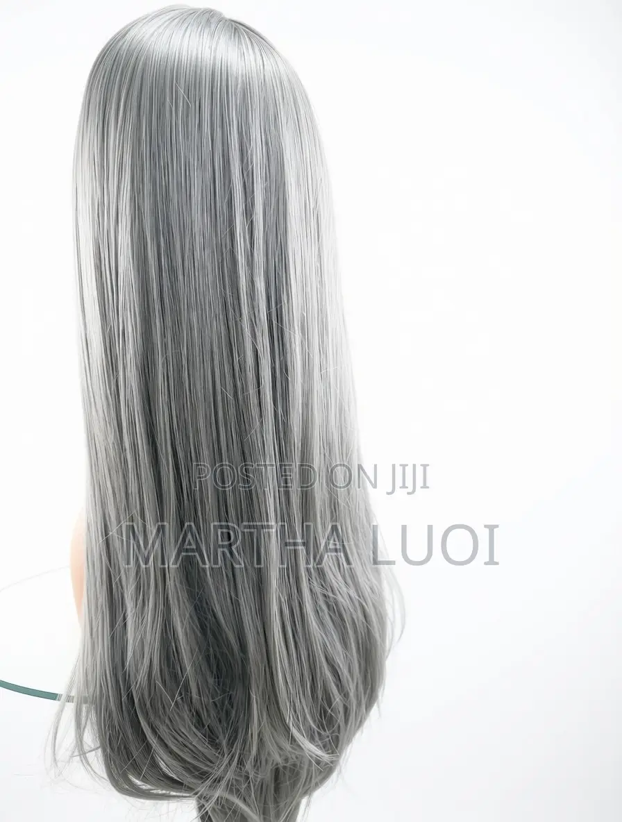 Silver Grey Bone Straight Lace Wig