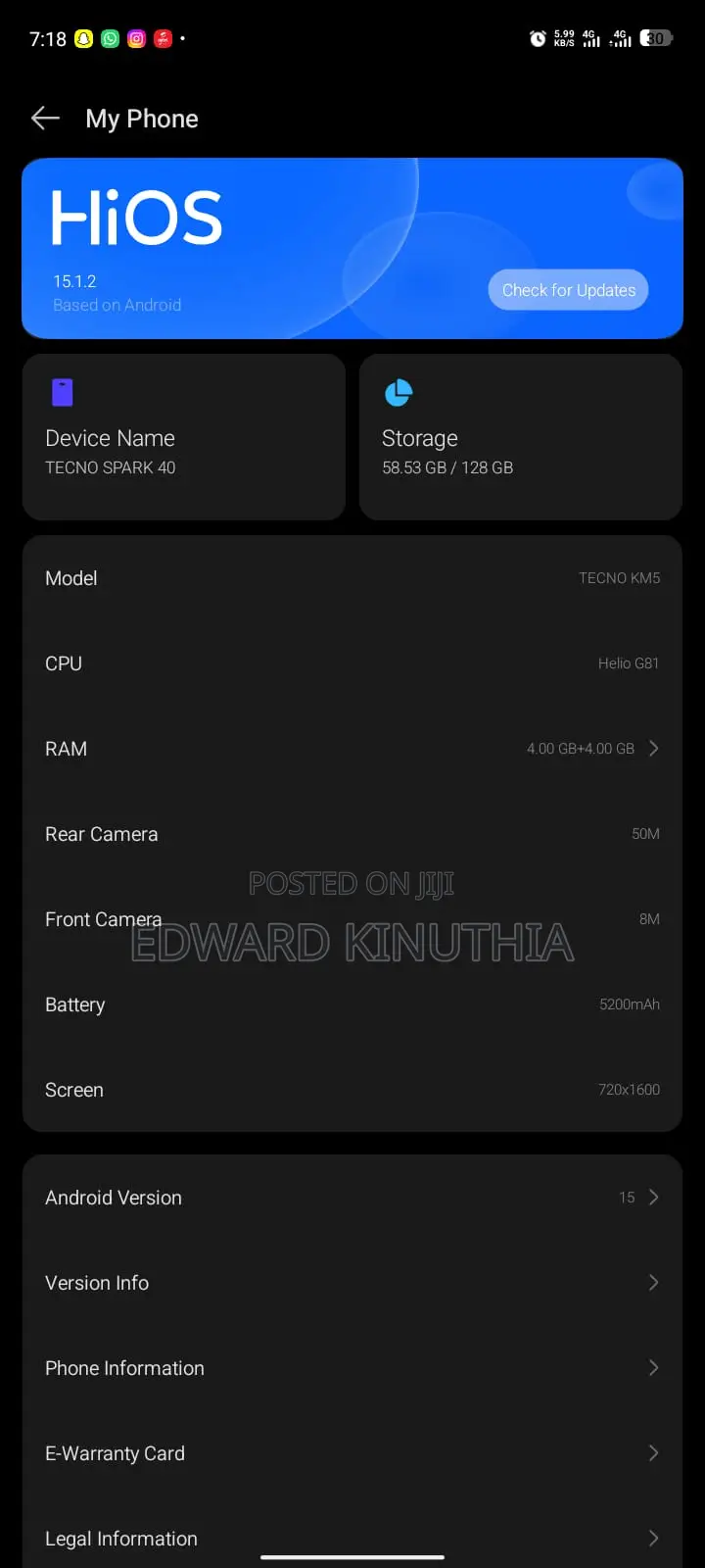 Tecno Spark 40 128 GB Gray