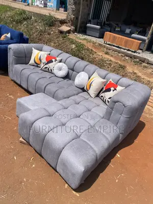 6 Seater L Seat Grey Bubble Sofa