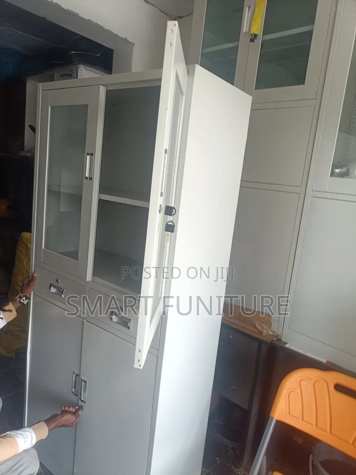 Half Glass Metallic Filing Cabinet