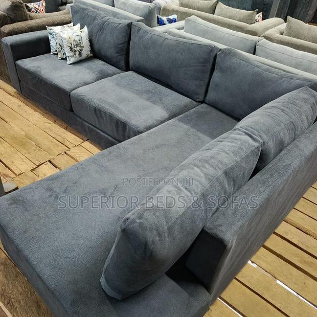 5 Seater Grey Fabric L-Shaped Sofa: Order Now, Pay on Delivery