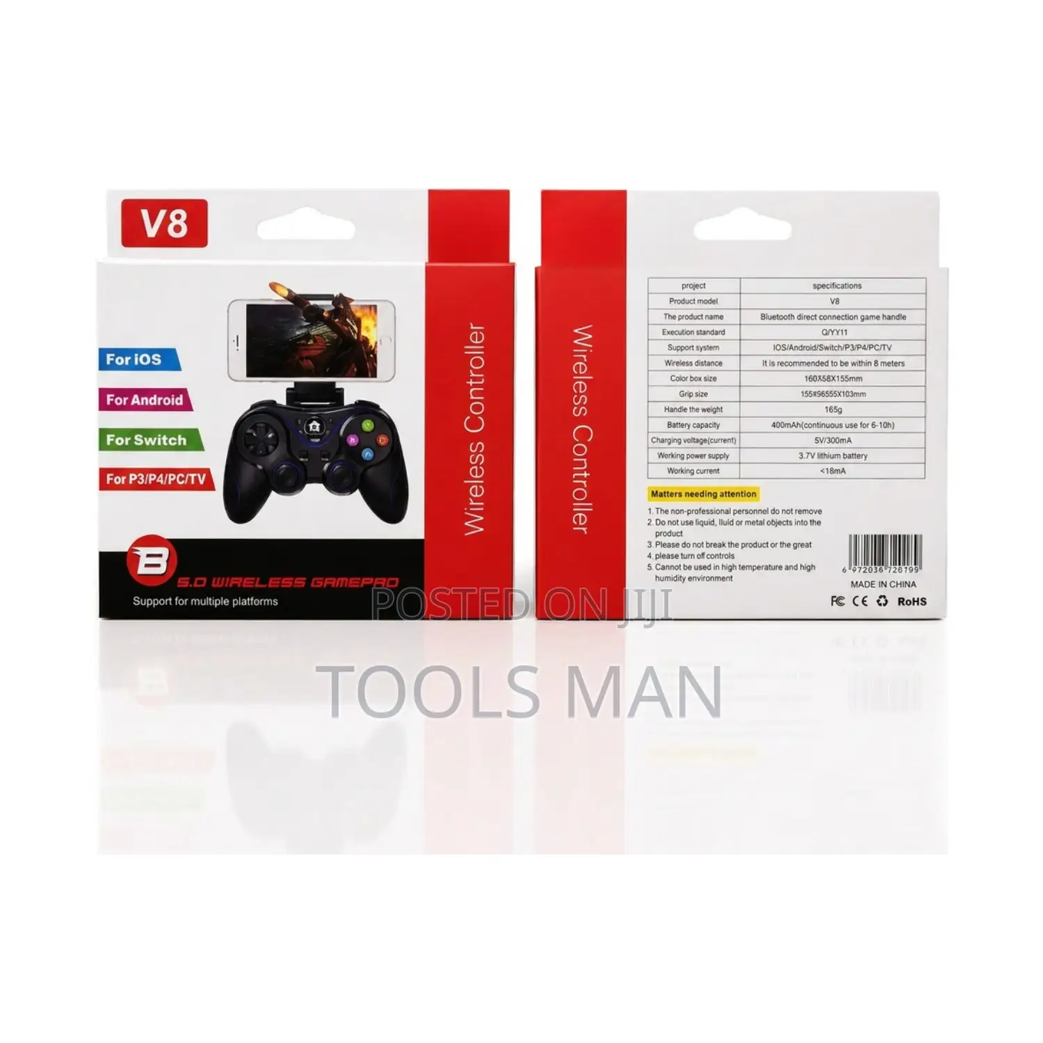 V8 Bluetooth Wireless Game-Pad Controller for Phone Android iOS PC TV