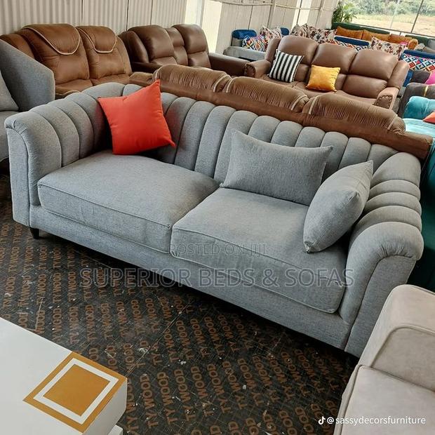 Trending Grey Ribbed 3-Seater Sofa: Pay on Delivery - thumbnail 2