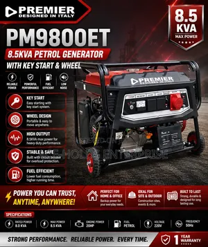 8.5KVA Premier Key Start Generator - Home, Site Outdoor Use