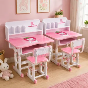 Kids Study Table Chair Set – Pink | Writing Reading Desk
