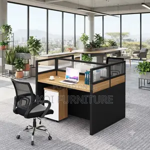 Office Workstation; Two Users MDF Square Brown Workstation