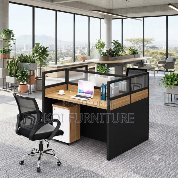 Office Workstation; Two Users MDF Square Brown Workstation