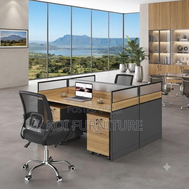 Office Workstation; Two Users MDF Square Brown Workstation - thumbnail 2