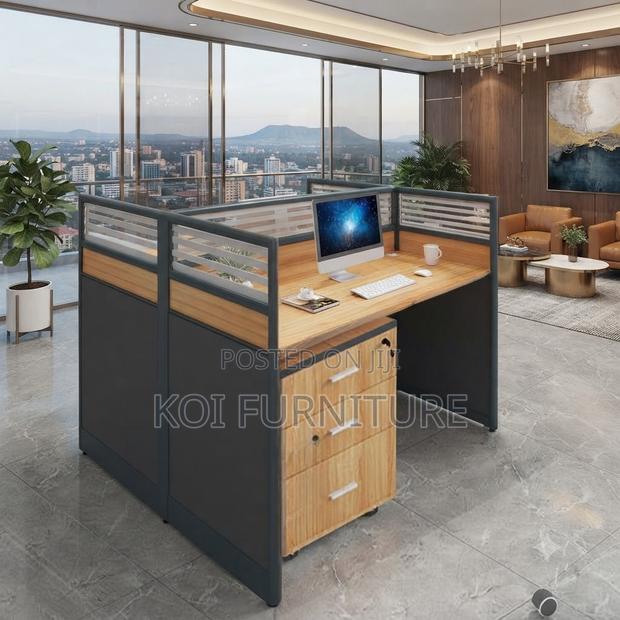 Office Workstation; Two Users MDF Square Brown Workstation - thumbnail 4