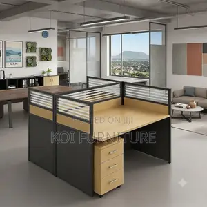 Office Workstation; Two Users MDF Square Brown Workstation
