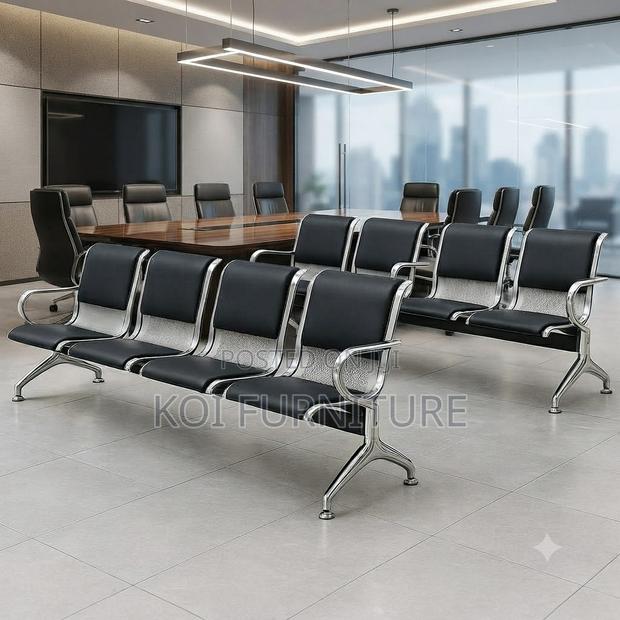 Office Benche; Four Seaters Leather Bench for Instution Area Reception - main view