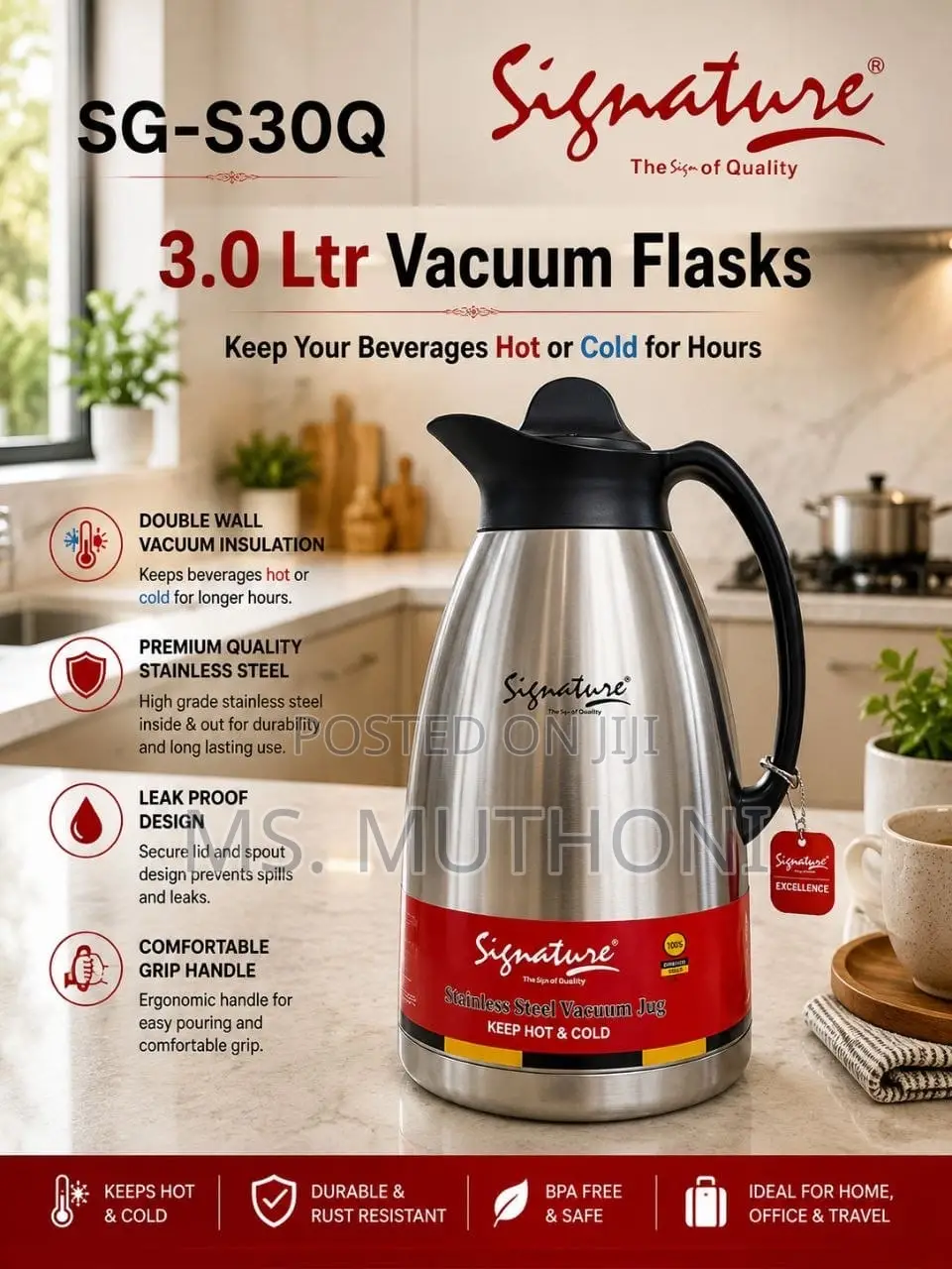 3000 Ml Signature Steel Vacuum Flask –