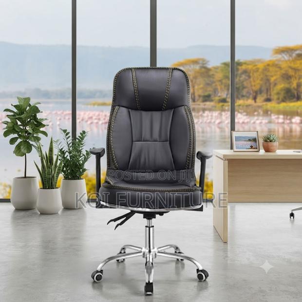 Office Chairs; Leather Recliner Office Chairs With Higj Back Support - thumbnail 2