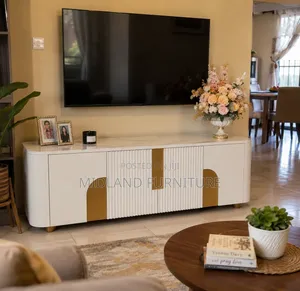 TV Cupboard With Gold Accents