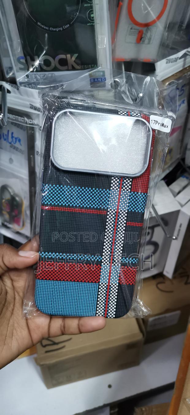 iPh17 Pro Max, Multi-Textured Blue, Red, and Black Tartan Pattern Cas. - main view