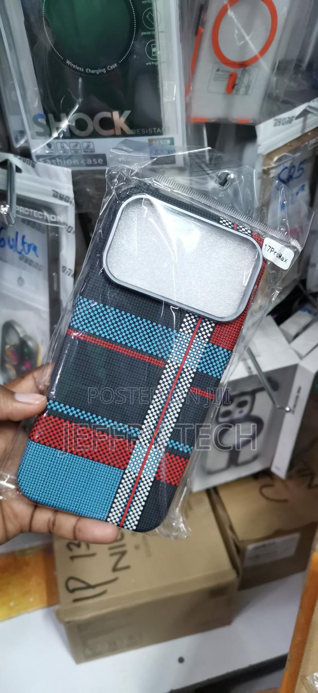 iPh17 Pro Max, Multi-Textured Blue, Red, and Black Tartan Pattern Cas. - thumbnail 2