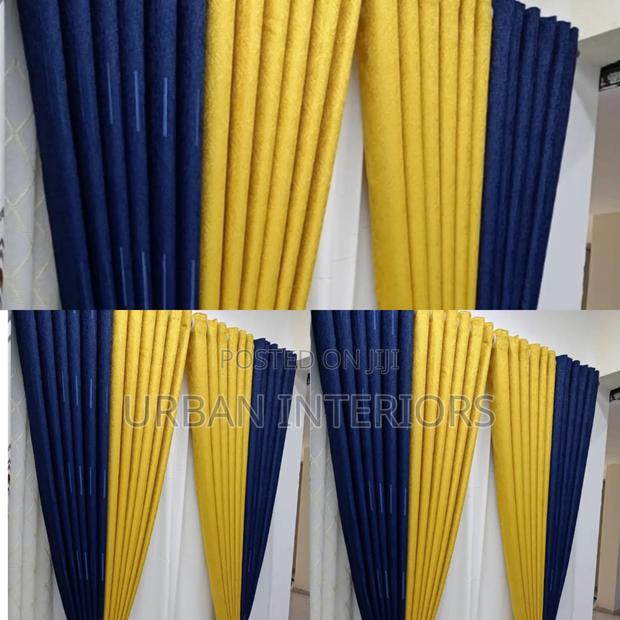 Modern Yellow Blue Curtains Modern Yellow Blue Curtain Ready Made - thumbnail 2