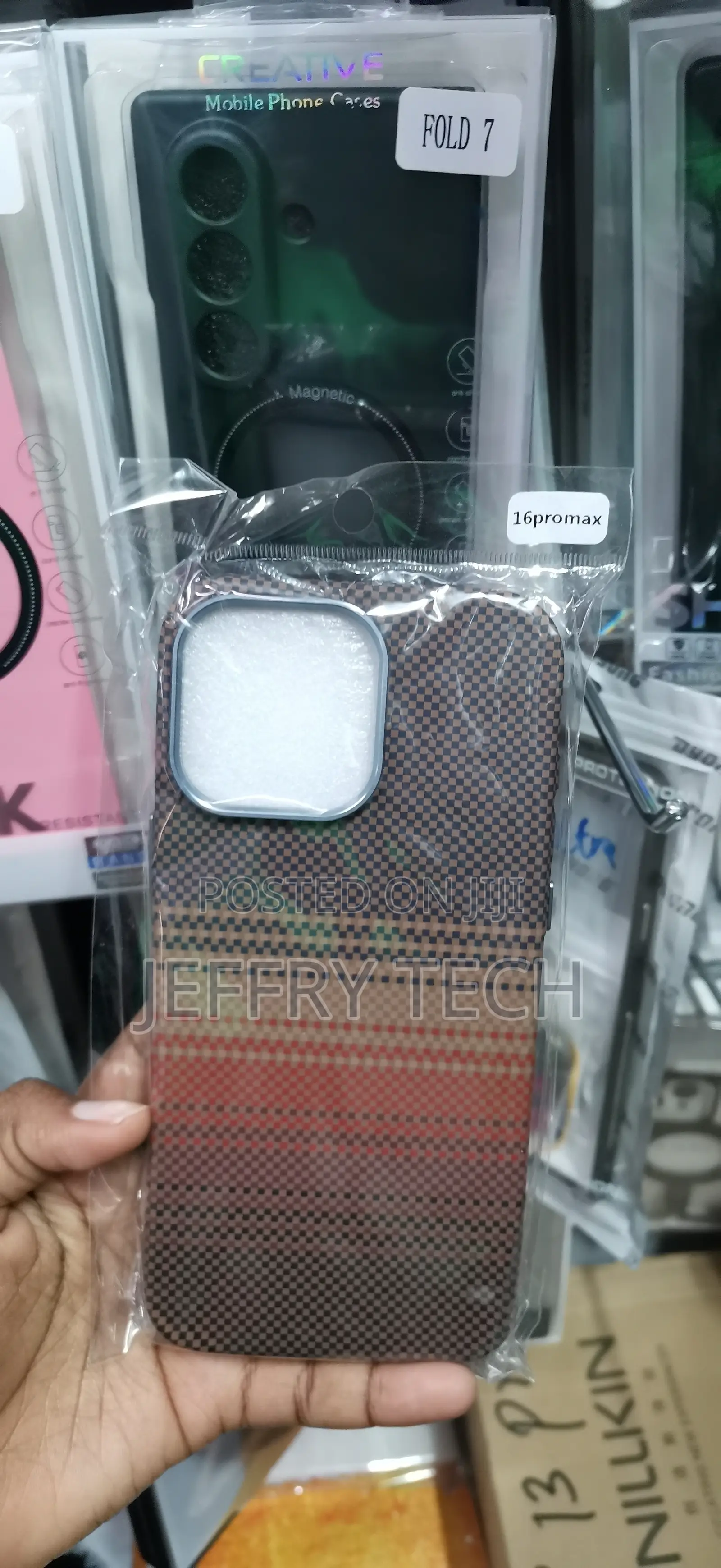 Checkered Pattern Aramid Fiber Case Designed for iPhone 16 Pro Max