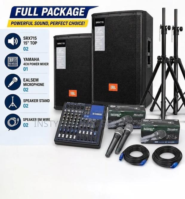 4 Channels Yamaha - (2)15" JBL Speakers - Wired Microphones