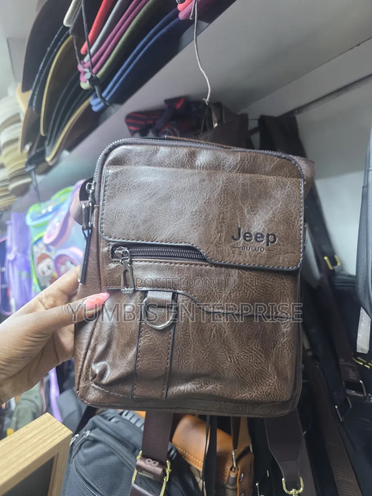 Dark Brown Jeep Shoulder Chest Sling Bag in Dark Brown at 1000
