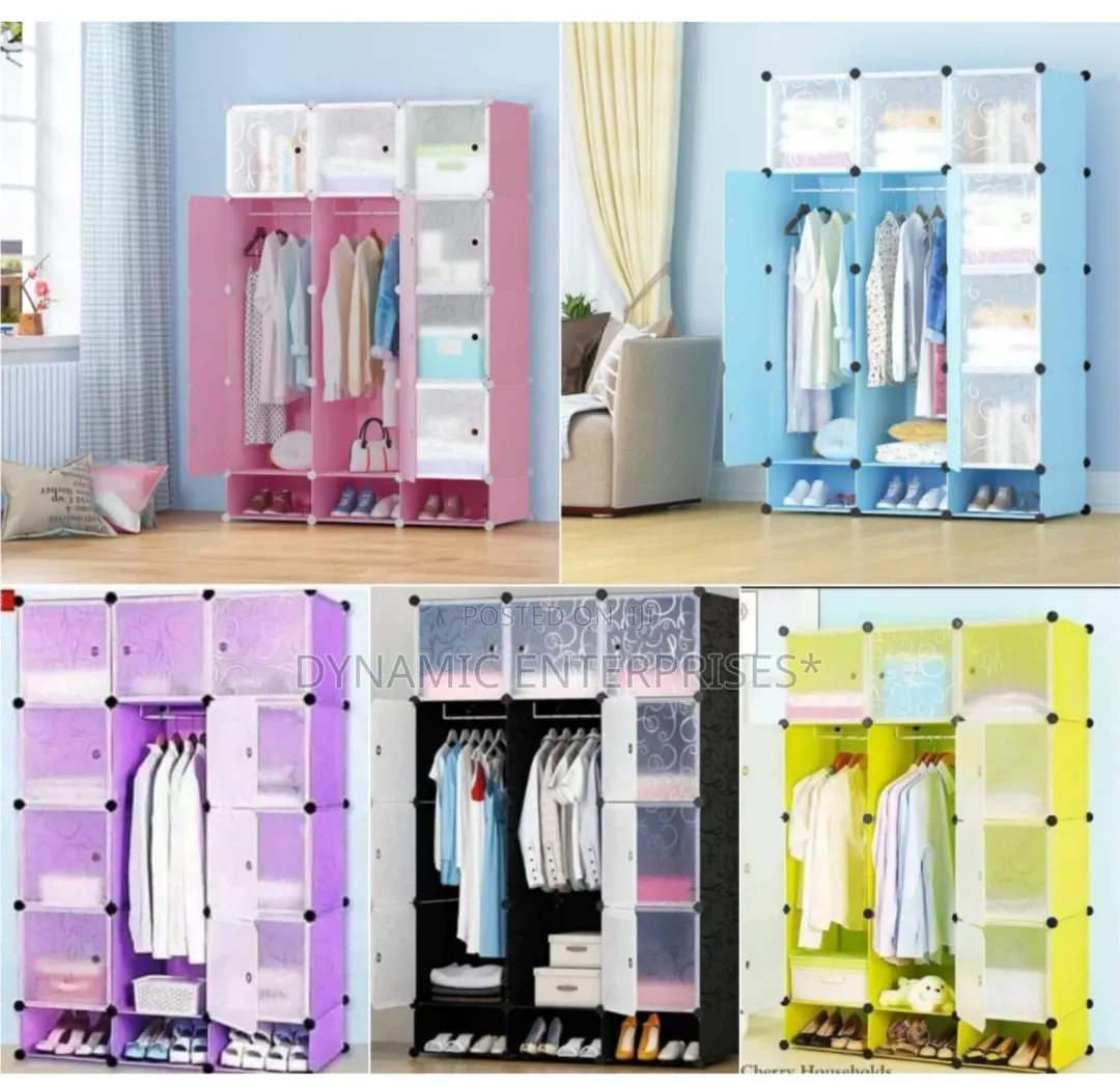 Portable 3- Column Plastic Wardrobes