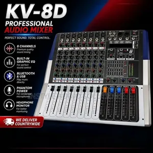 Professional Audio Mixer Kv 8D Powered Mixer USB and Bluetooth Enabled