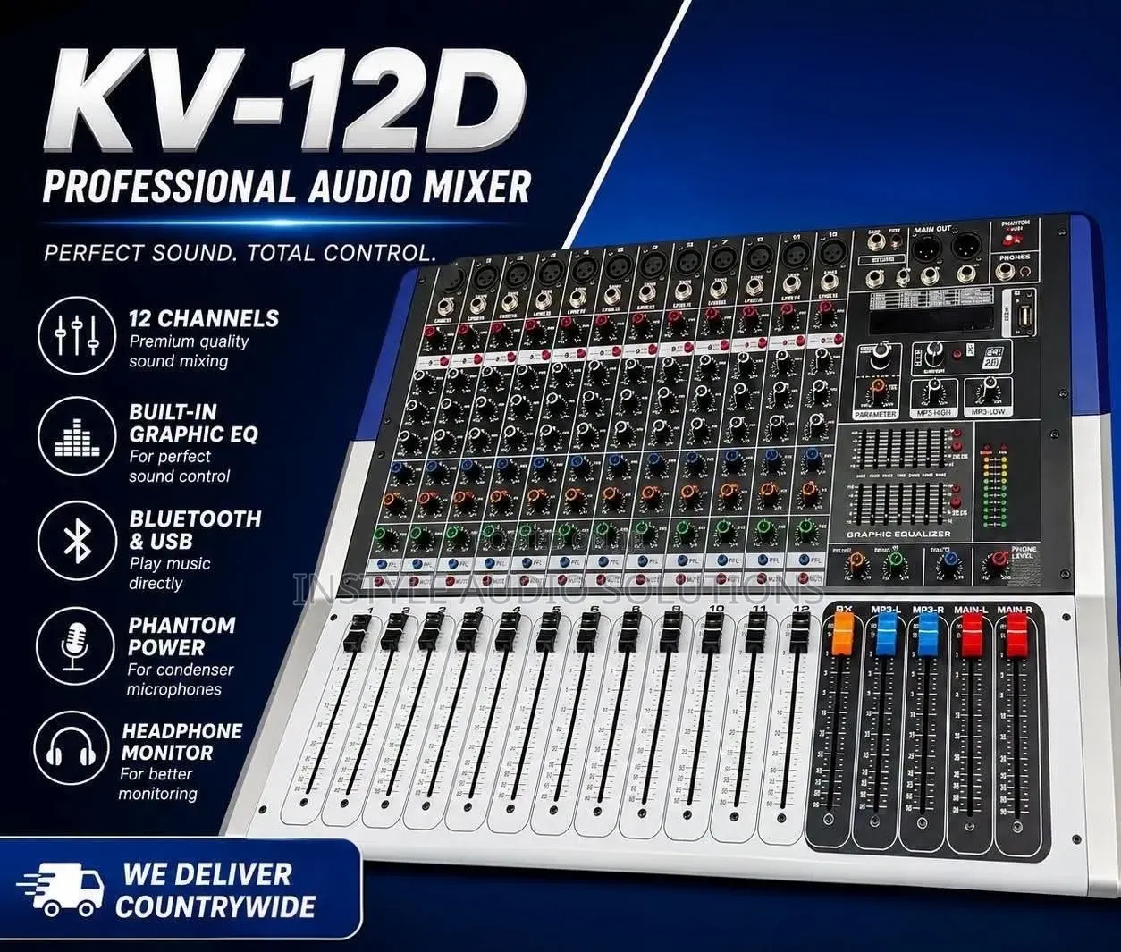 Pro Mixer 12 Channels Powered With USB and Bluetooth Enabled