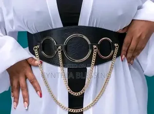 Fashion Leather Waist Belt With Chain