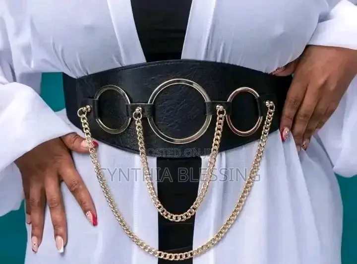 Fashion Leather Waist Belt With Chain