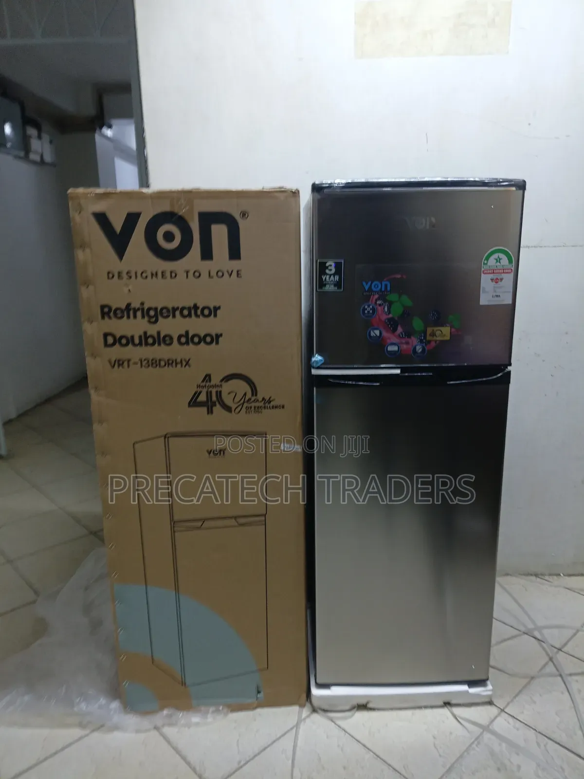 Von 138L Double Door Refrigerator – VRT-138DRHX