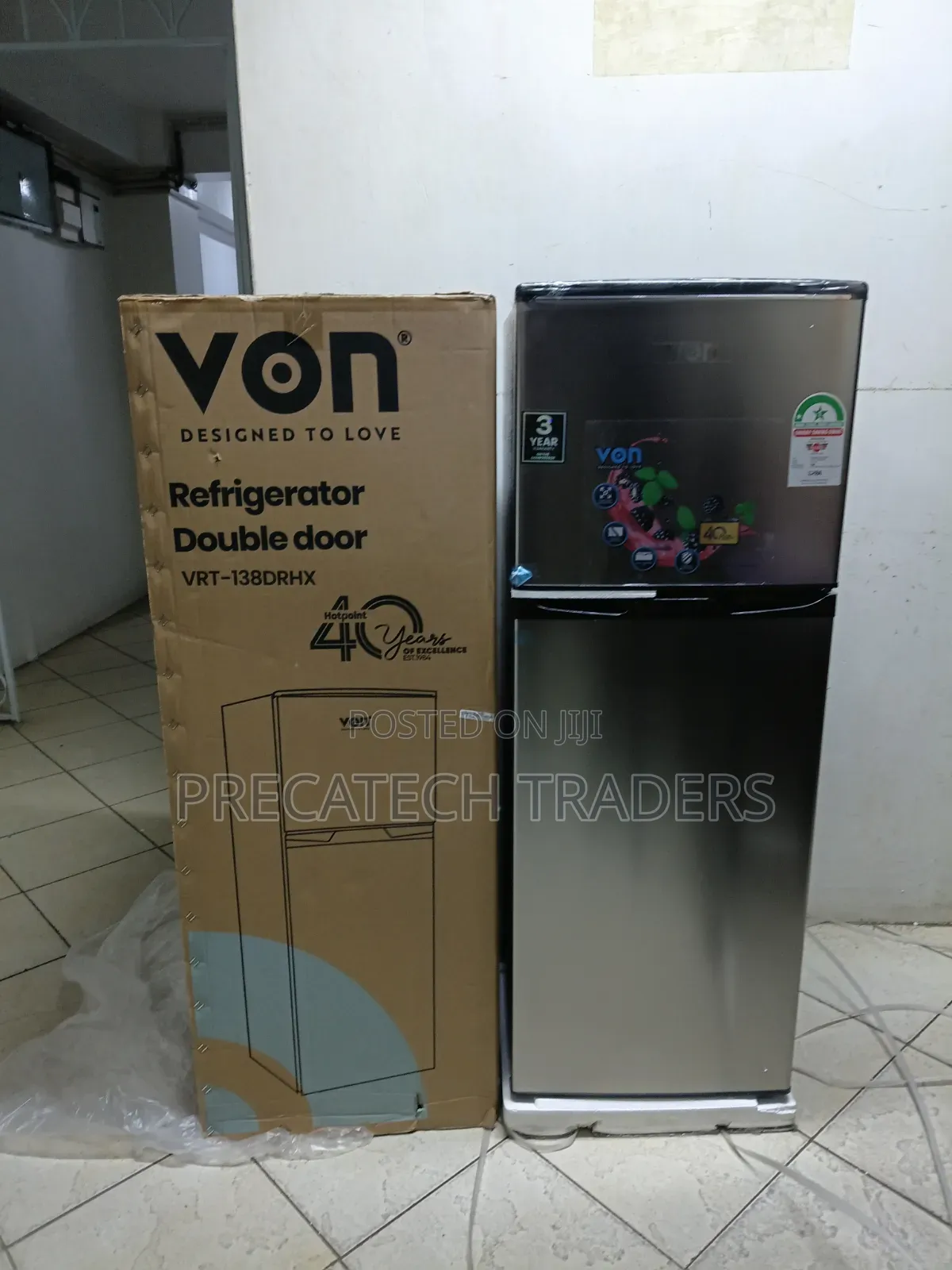 Von 138L Double Door Refrigerator – VRT-138DRHX
