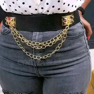 Fashion Leather Waist Belt With Chain