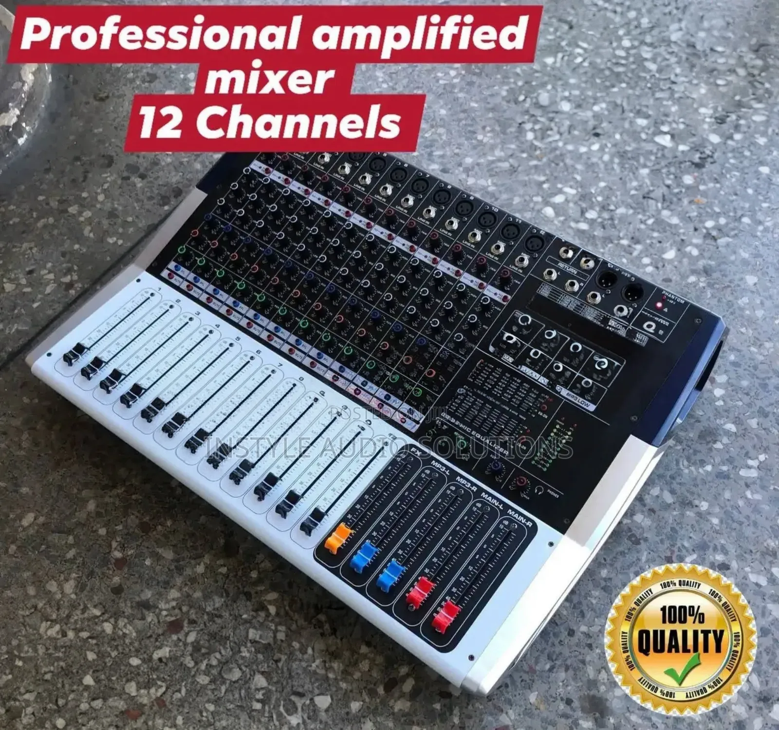 Pro 12 Channels Powered Mixer USB and Bluetooth Enabled 2 Color Fans