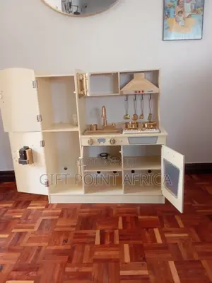 Kitchen Wooden Toy for Kids With Microwave Play Sink Playset