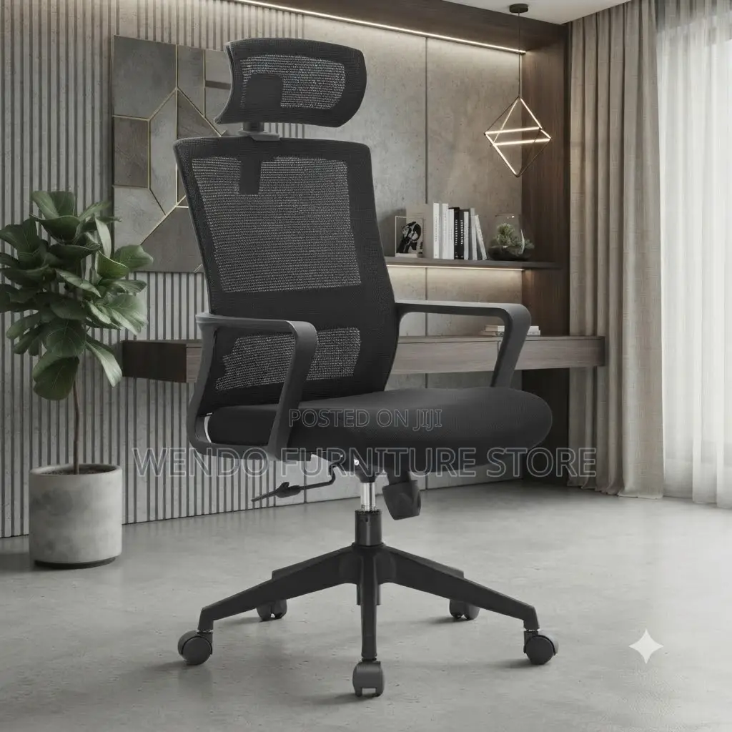 Office Chairs; High Back Ergonomic Office Fabric Chair With Headrest