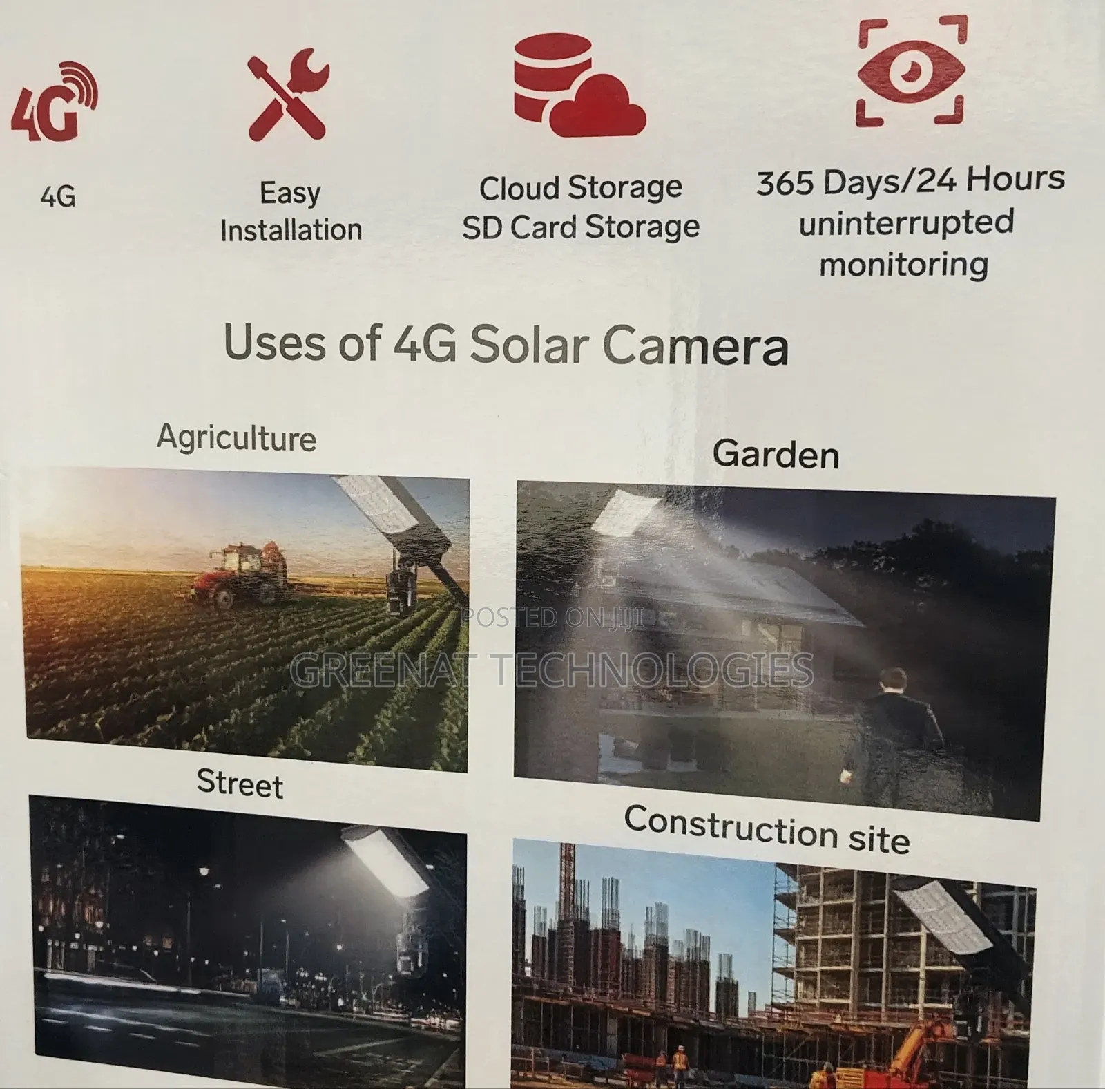 COFE 4G Solar Street Lighting Camera 10X Zoom, Full Color Night Vision
