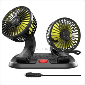 2 Speed Double Headed Vehicle Fan (Car Cigar Lighter DC Powered)