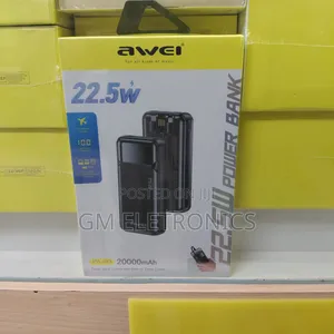 Awei PA‐93 20000mAh 22.5W Fast Charging Power Bank - Built‐in Cables