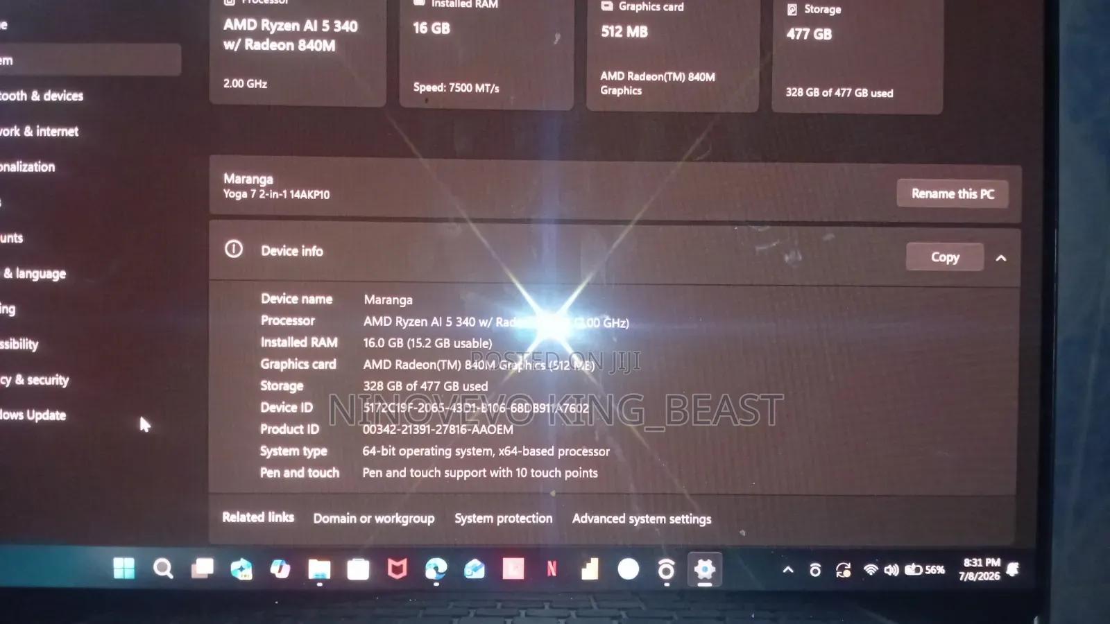 Laptop Lenovo Yoga 7 15ITL5 16GB AMD Ryzen 5 SSD 500GB