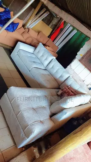 6 Seater L Shaped Grey Tufted Sofa