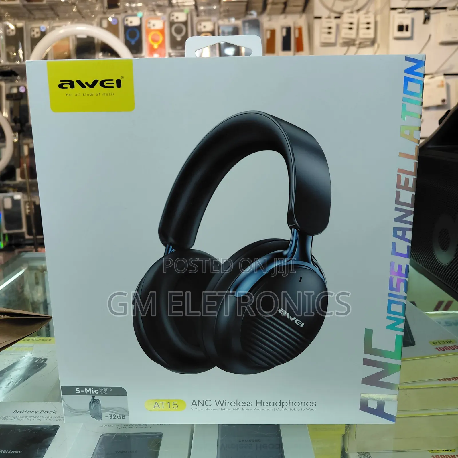 Awei AT15 ANC Bluetooth 6.0 Headphone Active Noise Cancellation 50 HRS