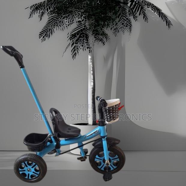 Kids 3-Wheel Tricycle With Parent Push Handle Storage Basket