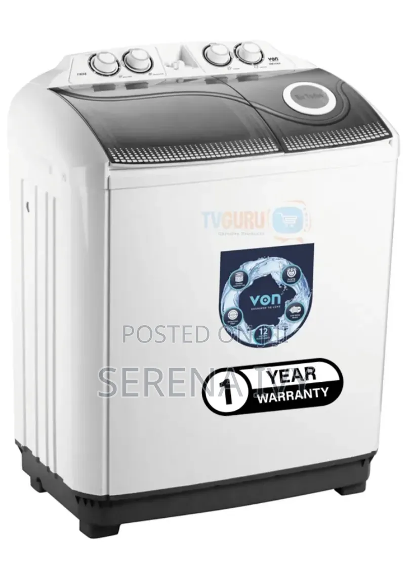 Von 11kgs Twin Tub Washing Machine -White