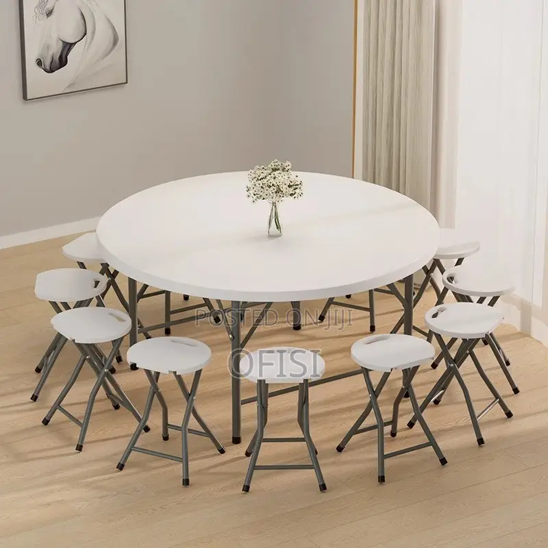 Foldable Table; 1.5M Round Plastic Outdoor Table