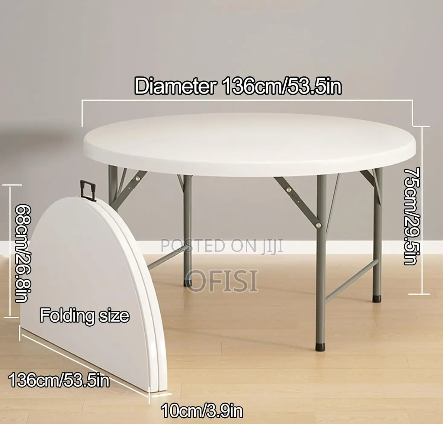 Foldable Table; 1.5M Round Plastic Outdoor Table