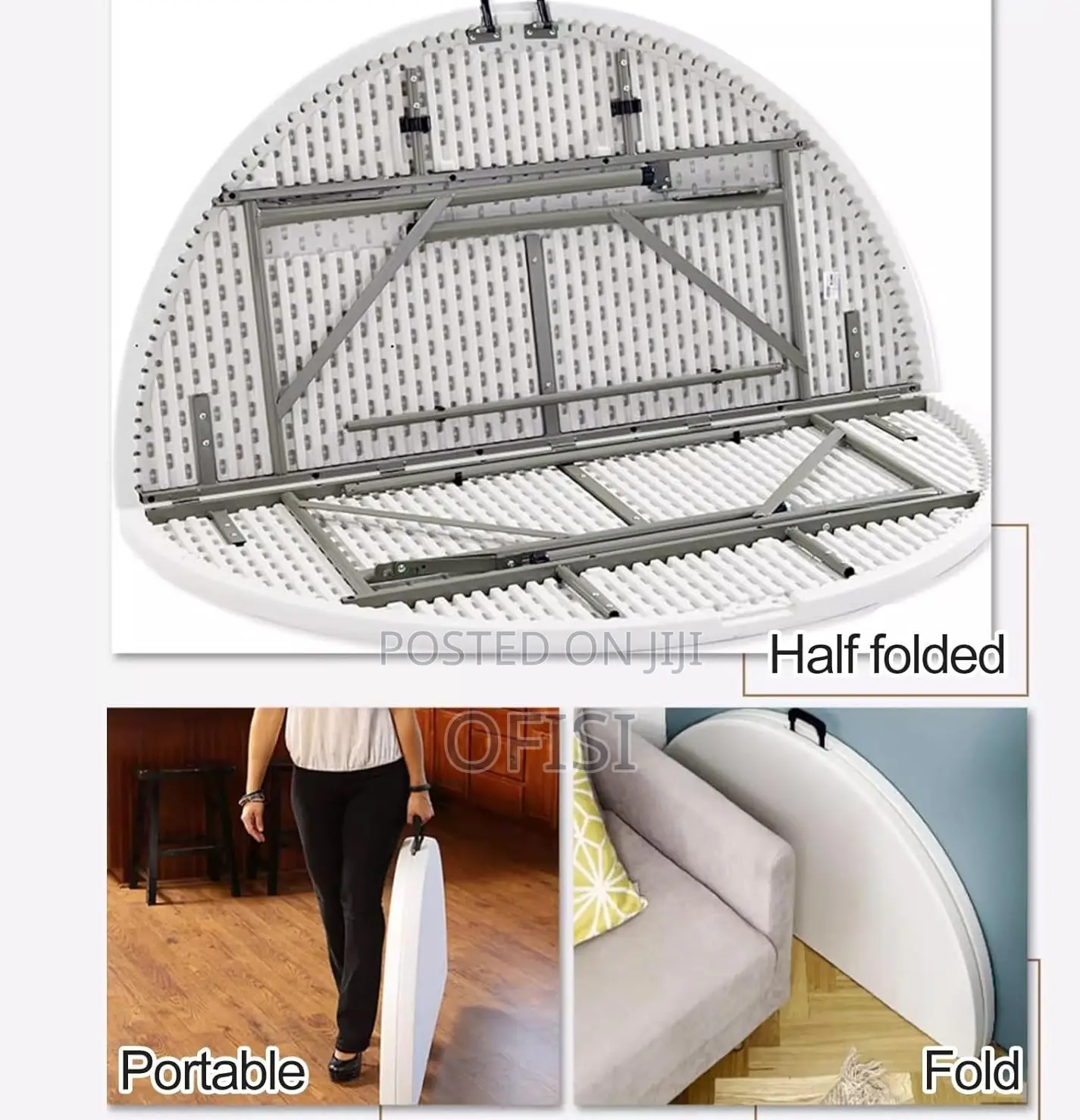 Foldable Table; 1.5M Round Plastic Outdoor Table