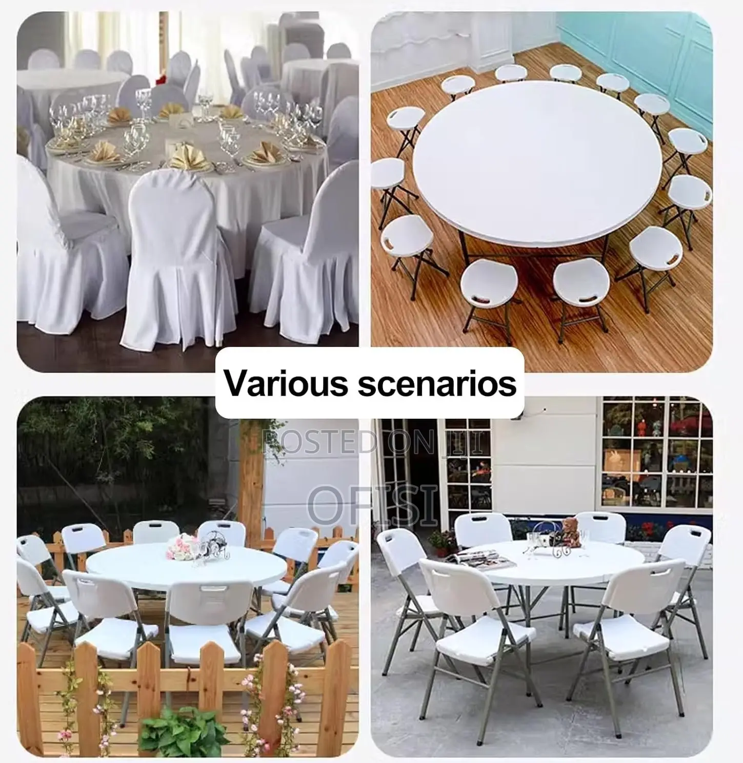 Foldable Table; 1.5M Round Plastic Outdoor Table