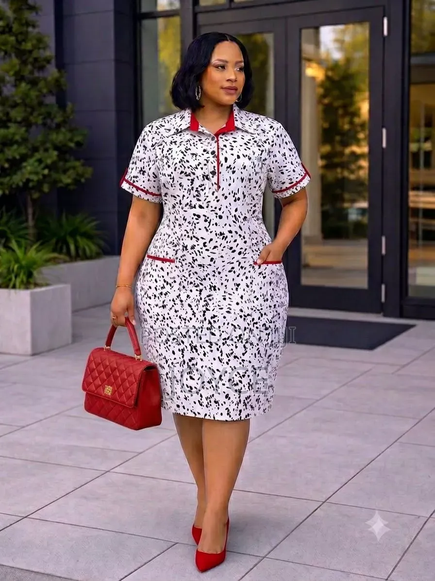 Poker Dots Straight Dress With Color
