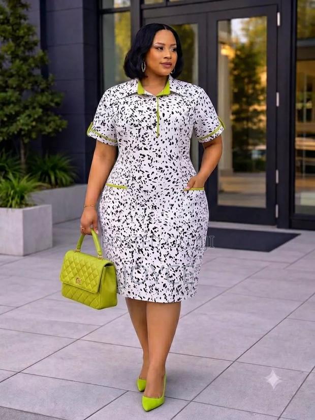 Poker Dots Straight Dress With Color - thumbnail 4