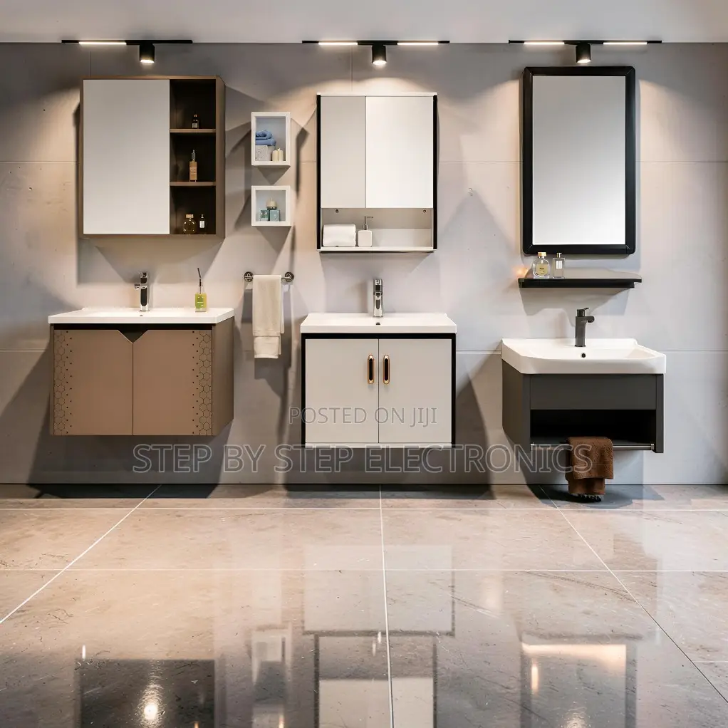 Elegant Floating Bathroom Vanity Cabinet With Storage Mirror Set